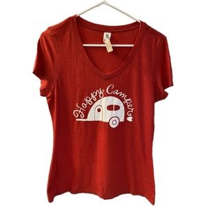District Made ‘Happy Camper’ tee, red, size medium.  NWT.